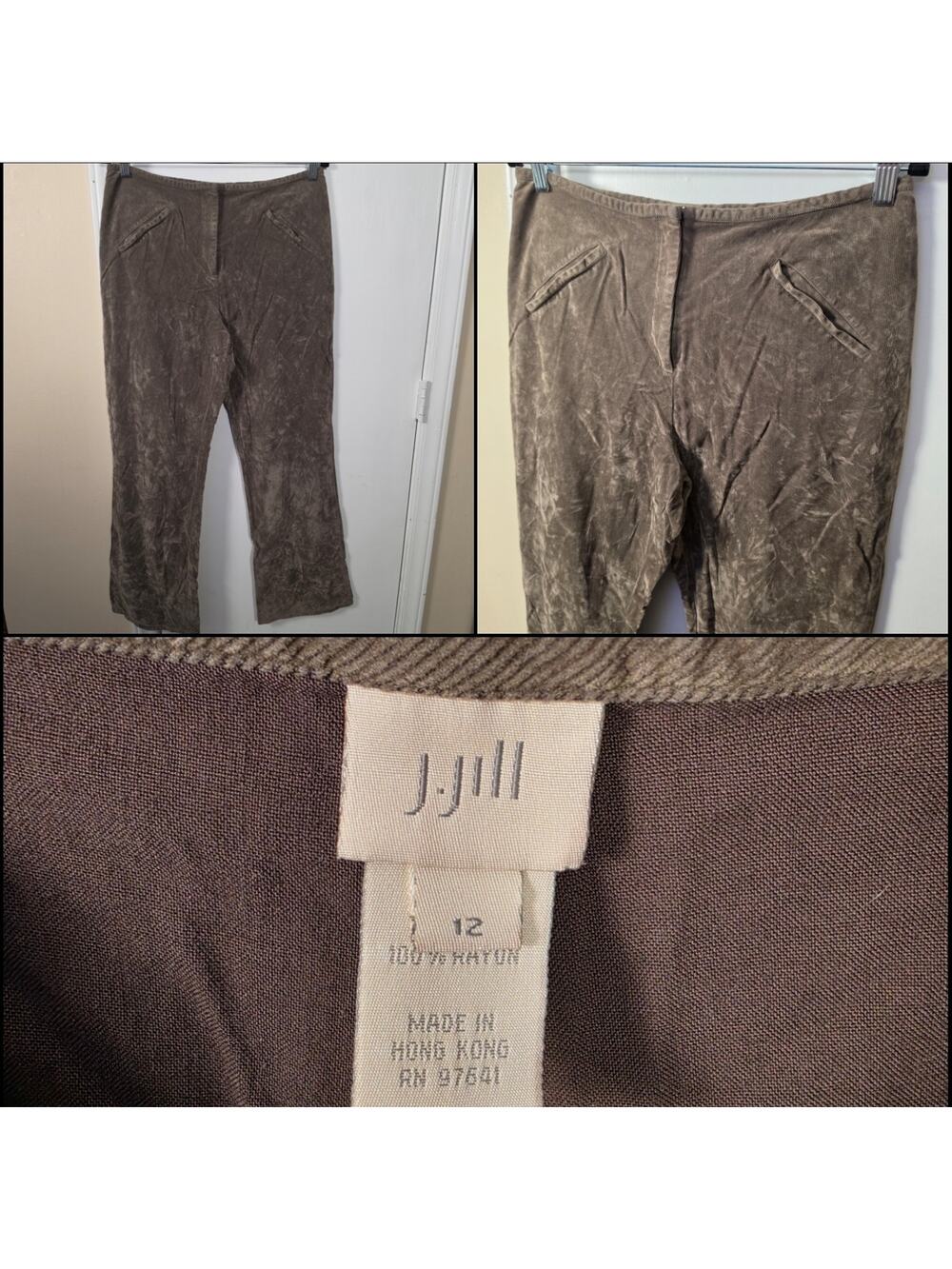 Vintage J.Jill Brown Flare Soft Cords Pants Size 12 Trouser Y2K Indie Sleaze